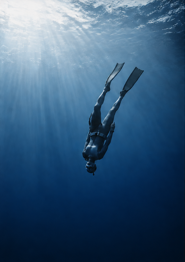 Apnoetaucher unter Wasser